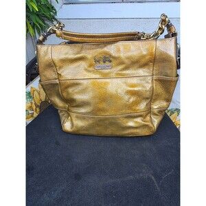 Coach Madison Tribeca Metallic Gold Patent Leather Chain Hobo Bag D0973-14121